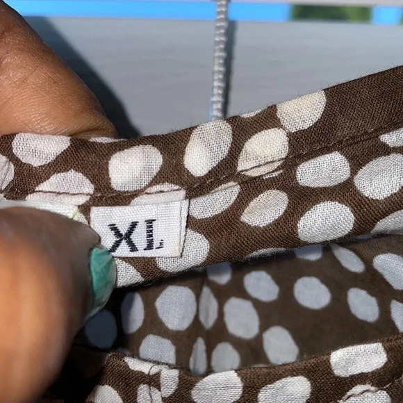See Design brown white polka dot cover up kaftan Tunic long sleeve top - Picture 13 of 14